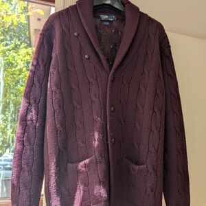 Polo By Ralph Lauren Cable Knit Cardigan Sweater Size M Tall